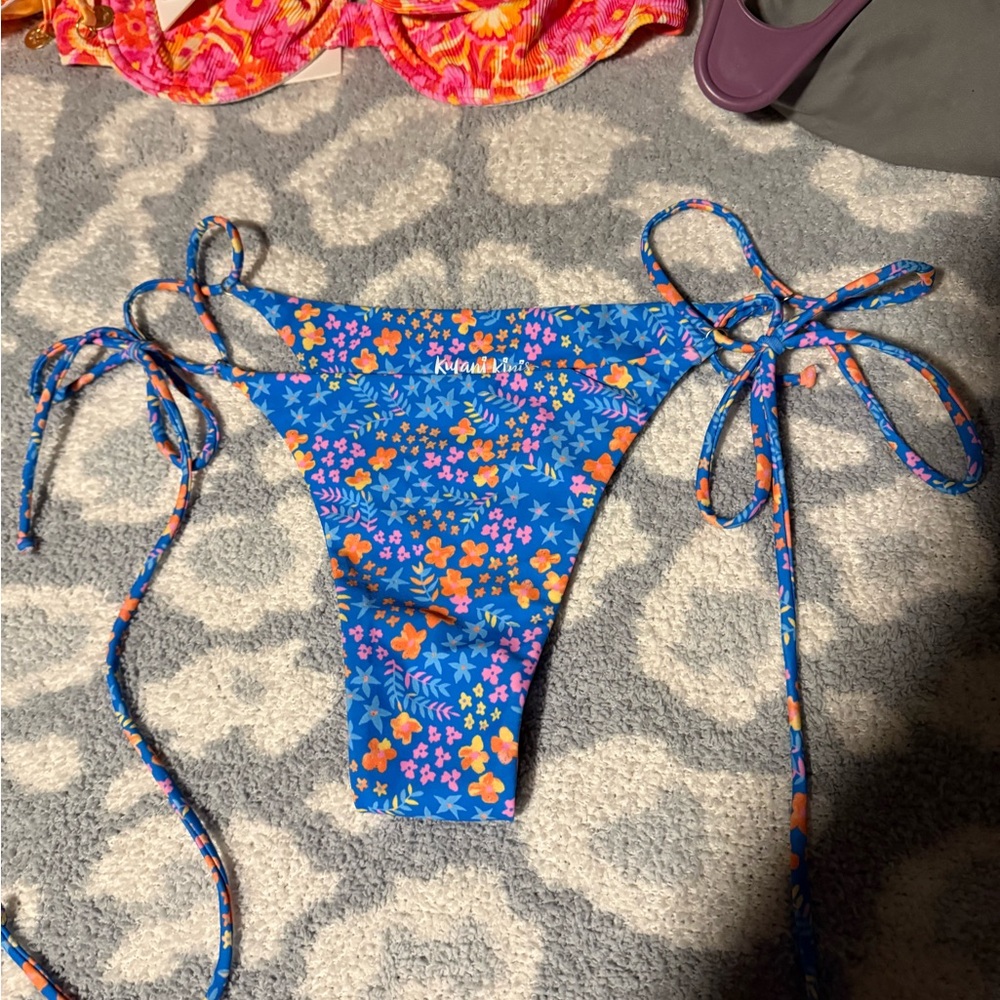 Kulani Kinis Blue and Orange Floral Bikini Bottom